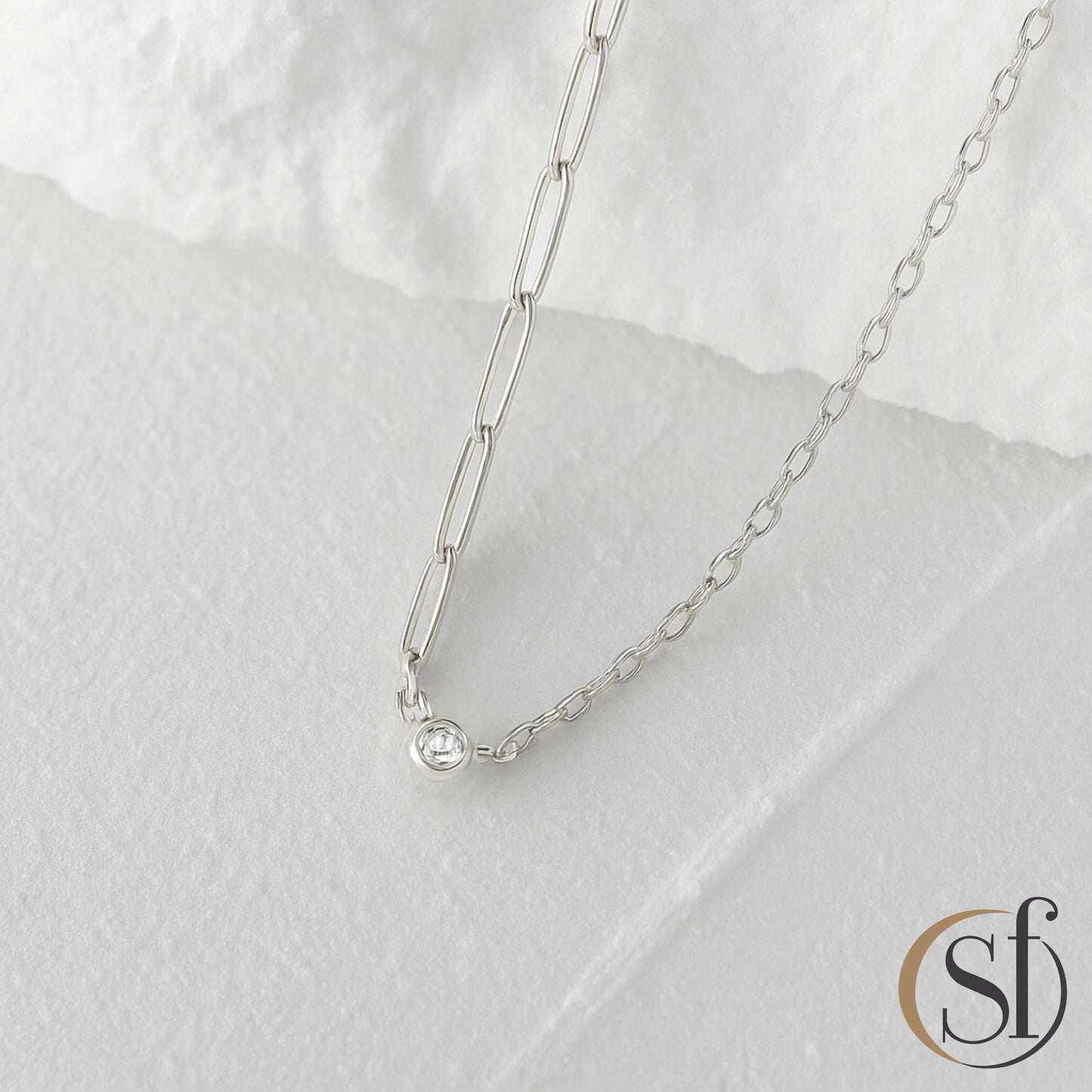 Danity Half and Half Bezel Pendant Necklace