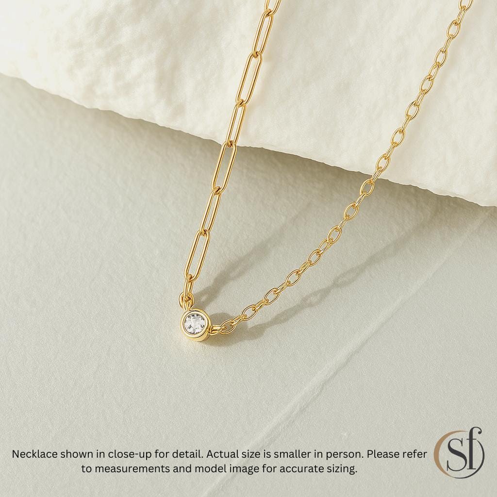 Danity Half and Half Bezel Pendant Necklace
