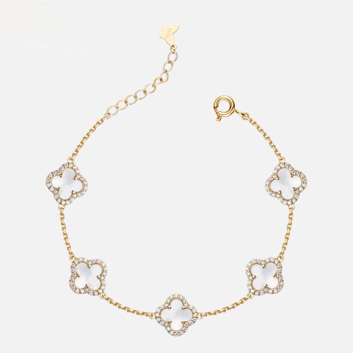 4 Leaf Charm CZ Halo Bracelet