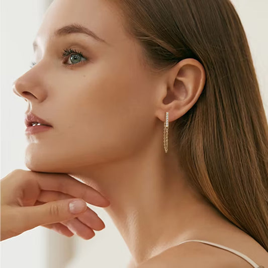 Bar Chain Drop Moissanite Earirngs