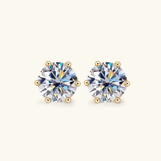 Round Cut Soliatire Moissanite Studs Earrings