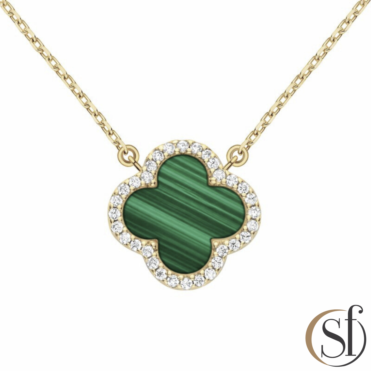 4 Leaf Charm CZ Halo Pendant Necklace