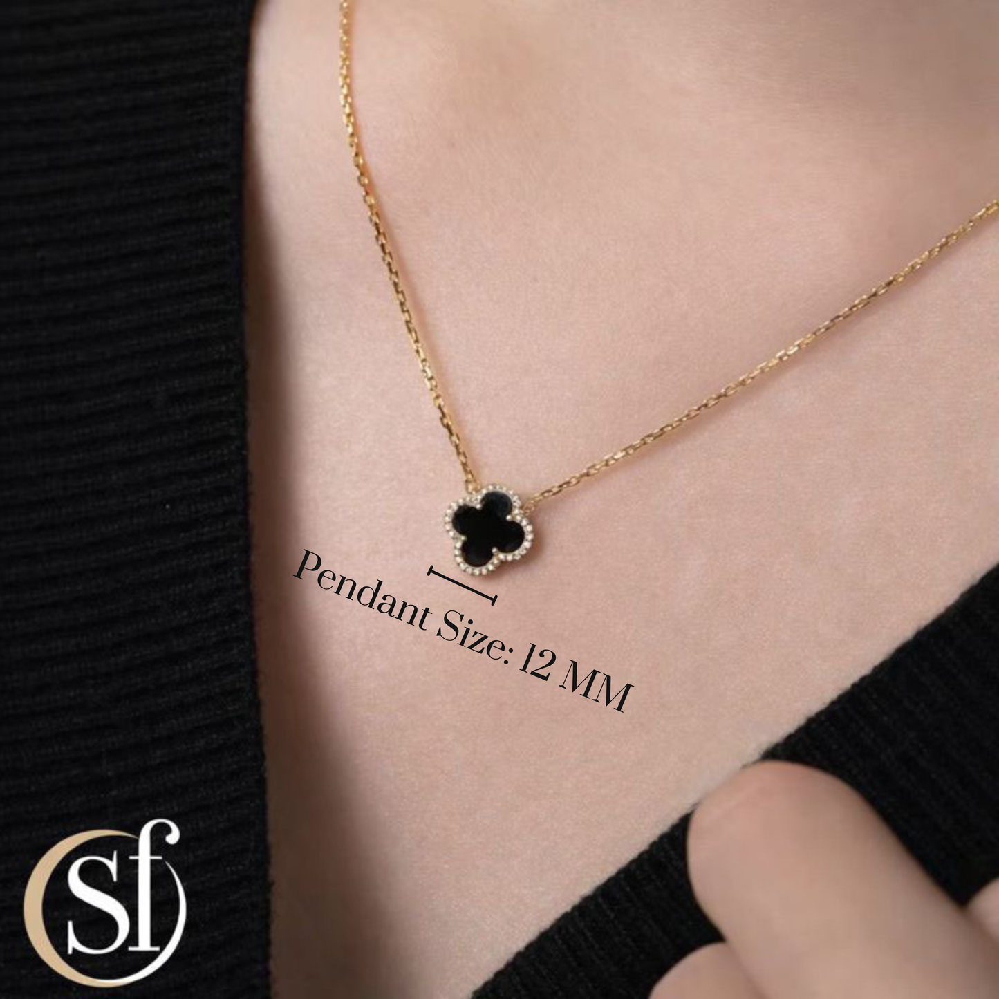 4 Leaf Charm CZ Halo Pendant Necklace