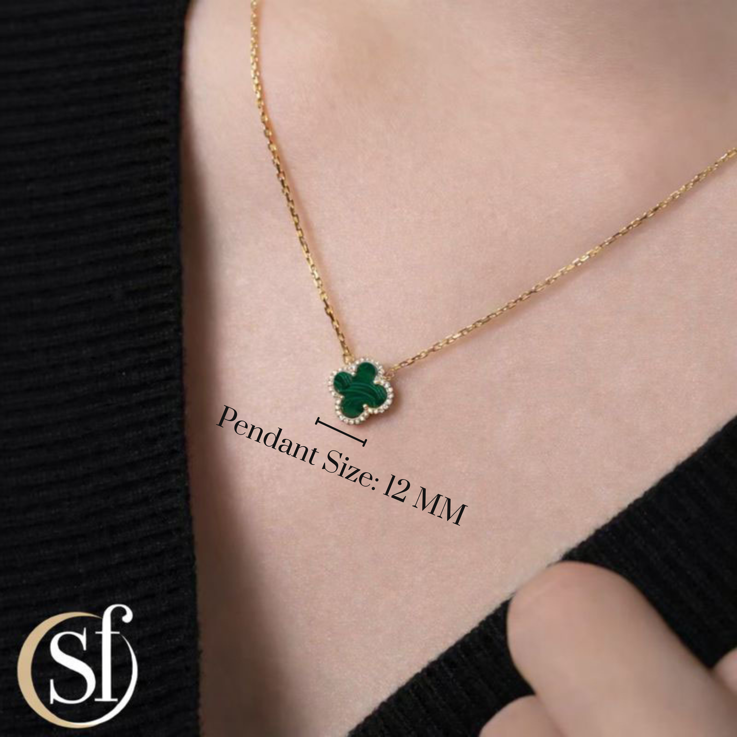 4 Leaf Charm CZ Halo Pendant Necklace