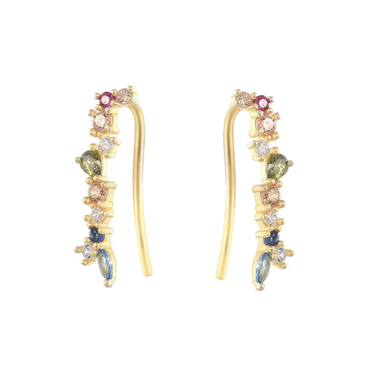 Multicolor CZ Crystal Ear Crawlers