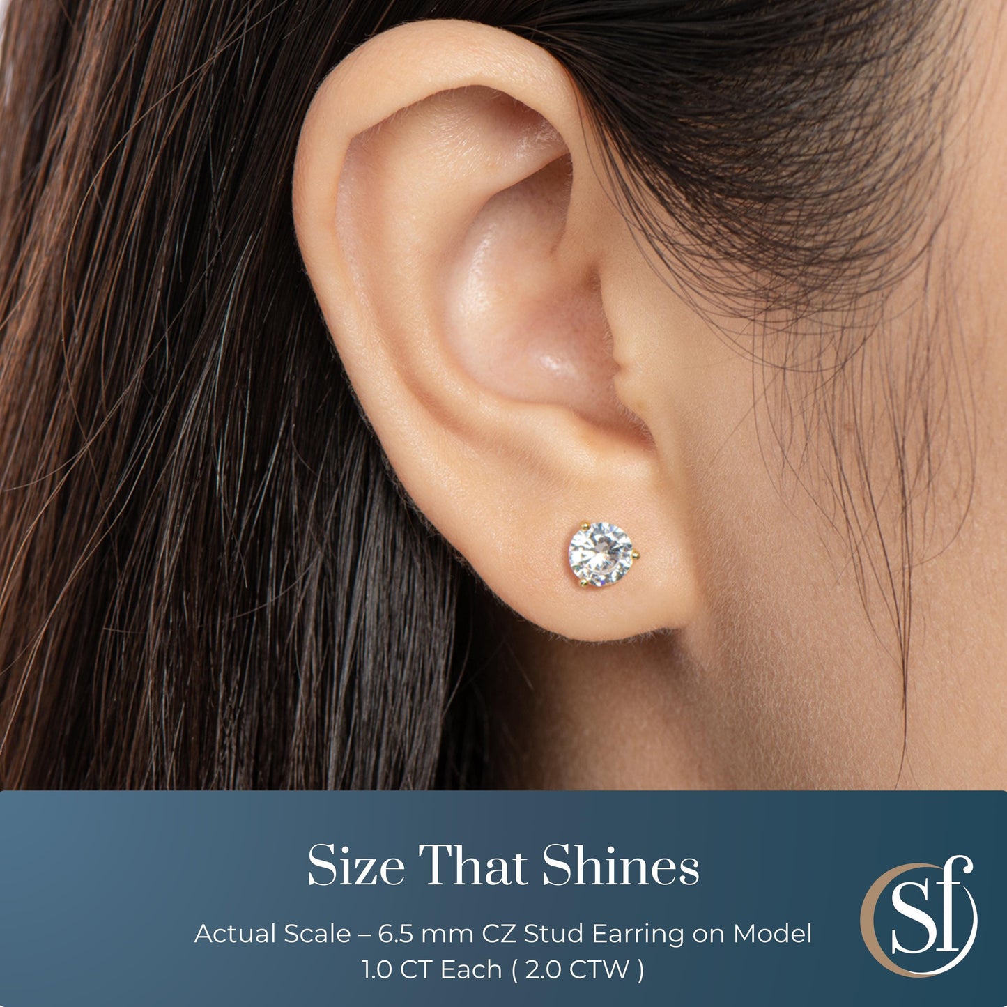 Round Cut 3 Prong Martini Style Stud Earrings