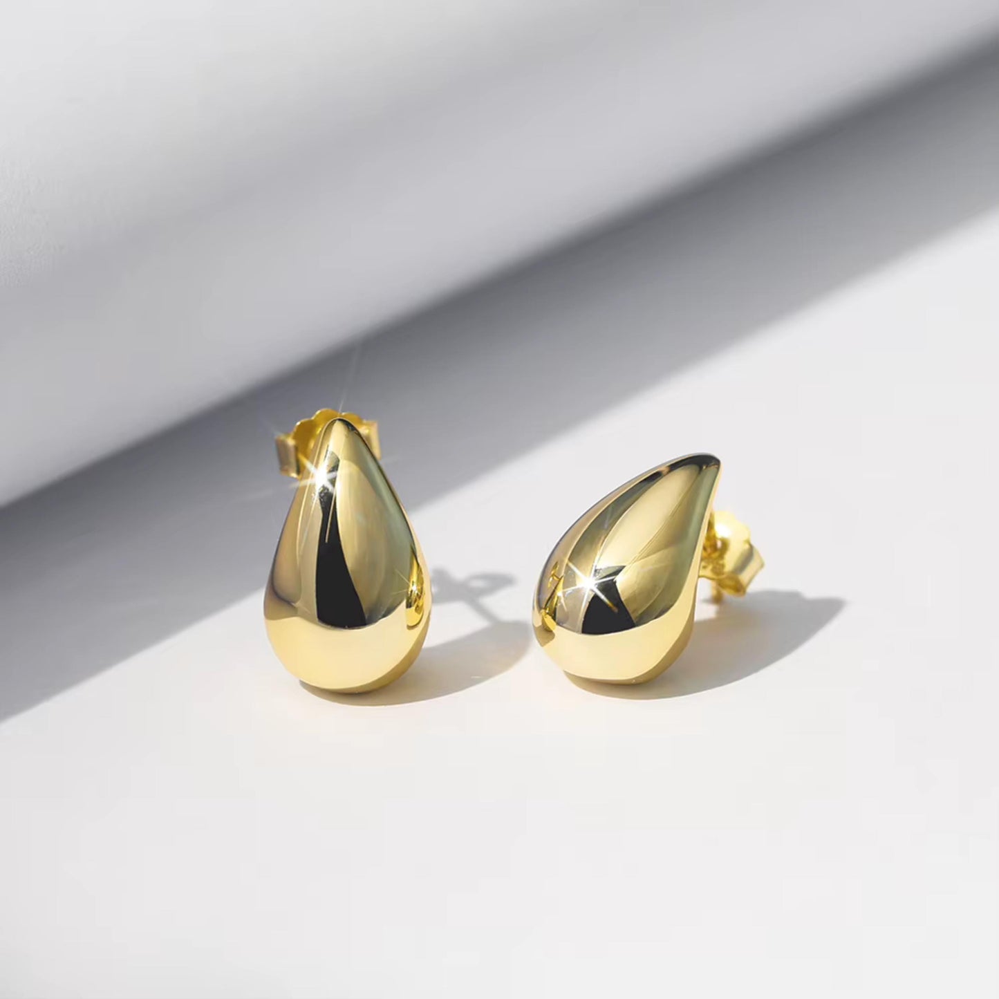 Chunky Tear Drop Gold Stud Earrings