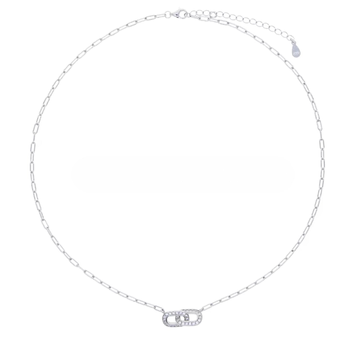 Interlocking Pave Links Necklace | Paperclip Chain